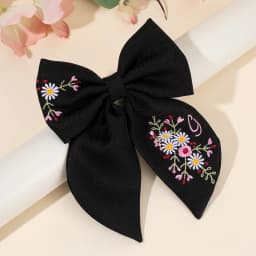Premium Floral Embroidered Bow Hair Clip Popular Elegant Handmade Hairpin For Girls Women Children Daily Headdress Accessories