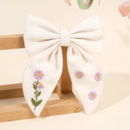 Premium Floral Embroidered Bow Hair Clip Popular Elegant Handmade Hairpin For Girls Women Children Daily Headdress Accessories