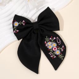 Premium Floral Embroidered Bow Hair Clip Popular Elegant Handmade Hairpin For Girls Women Children Daily Headdress Accessories