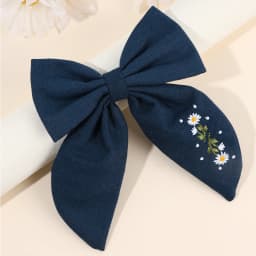 Premium Floral Embroidered Bow Hair Clip Popular Elegant Handmade Hairpin For Girls Women Children Daily Headdress Accessories