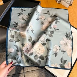 100% Silk Scarf Bandana Women Square Peony Printed Scarves Wrap Kerchief  Mulberry Silk Spring Fashion Luxury Headband Hijab