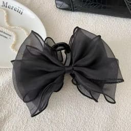 1pc Sweet Organza Reversible Bow Large Hair Claw,Commuting versatile hair accessory, suitable for daily and party gatherings