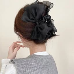 1pc Sweet Organza Reversible Bow Large Hair Claw,Commuting versatile hair accessory, suitable for daily and party gatherings