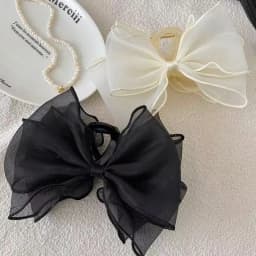 1pc Sweet Organza Reversible Bow Large Hair Claw,Commuting versatile hair accessory, suitable for daily and party gatherings