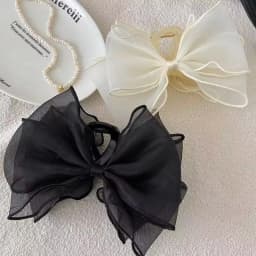 1pc Sweet Organza Reversible Bow Large Hair Claw,Commuting versatile hair accessory, suitable for daily and party gatherings