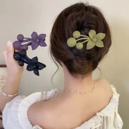 Fashion Matte Flower Hairpins Vintage Rhinestone Non-slip Hair Clip Claw Clamps Women Girls Hair Accessories Party Headwear Gift