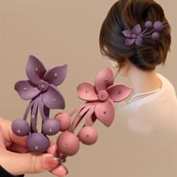 Fashion Matte Flower Hairpins Vintage Rhinestone Non-slip Hair Clip Claw Clamps Women Girls Hair Accessories Party Headwear Gift