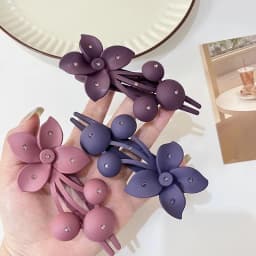Fashion Matte Flower Hairpins Vintage Rhinestone Non-slip Hair Clip Claw Clamps Women Girls Hair Accessories Party Headwear Gift