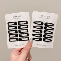 10pcs/set Girls Mini Black Alloy Bobby Pins Water Drop Rectangle Hairpins Children Baby Non-slip No Damage Hair Clips Headwear