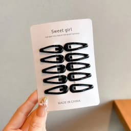 10pcs/set Girls Mini Black Alloy Bobby Pins Water Drop Rectangle Hairpins Children Baby Non-slip No Damage Hair Clips Headwear