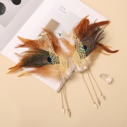 Angel Wings Feather Two tone Feather Tassel Pair Clip Devil Wings Hairpin Edge Clip Female