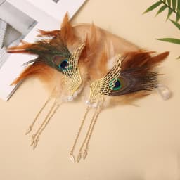 Angel Wings Feather Two tone Feather Tassel Pair Clip Devil Wings Hairpin Edge Clip Female