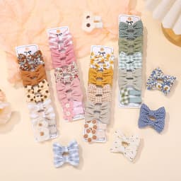 RAINBOW BOWS 10Pcs/set Handmade Fabric Printed Barrette Boutique Mini Bangs Bow Hair Clip Ins Daisy Hairgripes Spring Style