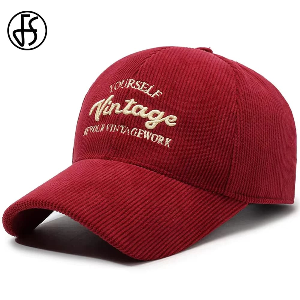 FS Brand 3D Letter Corduroy Caps For Men Red Brown Baseball Cap Winter Windproof Women Golf Cap Street Trucker Hat Gorras Hombre