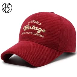 FS Brand 3D Letter Corduroy Caps For Men Red Brown Baseball Cap Winter Windproof Women Golf Cap Street Trucker Hat Gorras Hombre