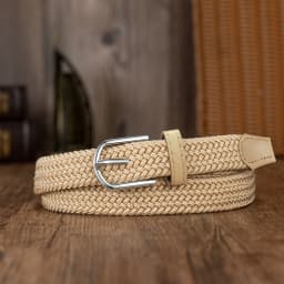Woven elastic holeless needle buckle belt fashion belt