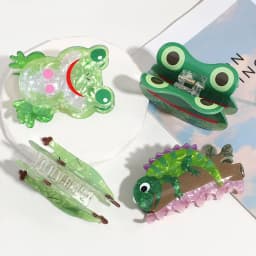 1pc Cartoon Funny Frog Grab Clip Creative Animal Acetate Shark Clip Wild Medium Half Tie Hair Clip Hair Accessory Clip