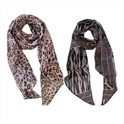 Leopard Small Long Silk Scarf Women Chiffon Strap Winter Warm Windproof Y2k Irregular Scarf Waste World Punk for Nightclub Party