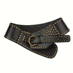 1Pcs Women's Wide Waist Waistband Chic PU Leather Belt with Retro Rivet Belt - Perfect for Casual Wear Weddings Parties & More