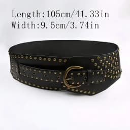 1Pcs Women's Wide Waist Waistband Chic PU Leather Belt with Retro Rivet Belt - Perfect for Casual Wear Weddings Parties & More