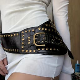 1Pcs Women's Wide Waist Waistband Chic PU Leather Belt with Retro Rivet Belt - Perfect for Casual Wear Weddings Parties & More