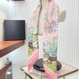 New Flower Designer Scarves Twill Silk Large Square Scarf Women Travel Shawl Headscarf 90cm Luxury Brand Modern Flowers