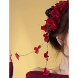 Flower Waterfall Blue Hydrangea Flower Fringe Grab Clip Atmosphere Back Head Disc Hair Shark Clip Hairpin Headgear Mori