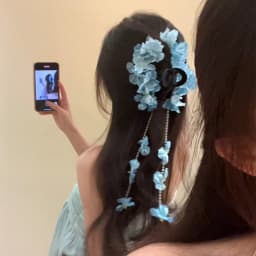 Flower Waterfall Blue Hydrangea Flower Fringe Grab Clip Atmosphere Back Head Disc Hair Shark Clip Hairpin Headgear Mori