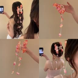 Flower Waterfall Blue Hydrangea Flower Fringe Grab Clip Atmosphere Back Head Disc Hair Shark Clip Hairpin Headgear Mori
