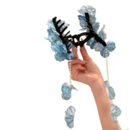 Flower Waterfall Blue Hydrangea Flower Fringe Grab Clip Atmosphere Back Head Disc Hair Shark Clip Hairpin Headgear Mori