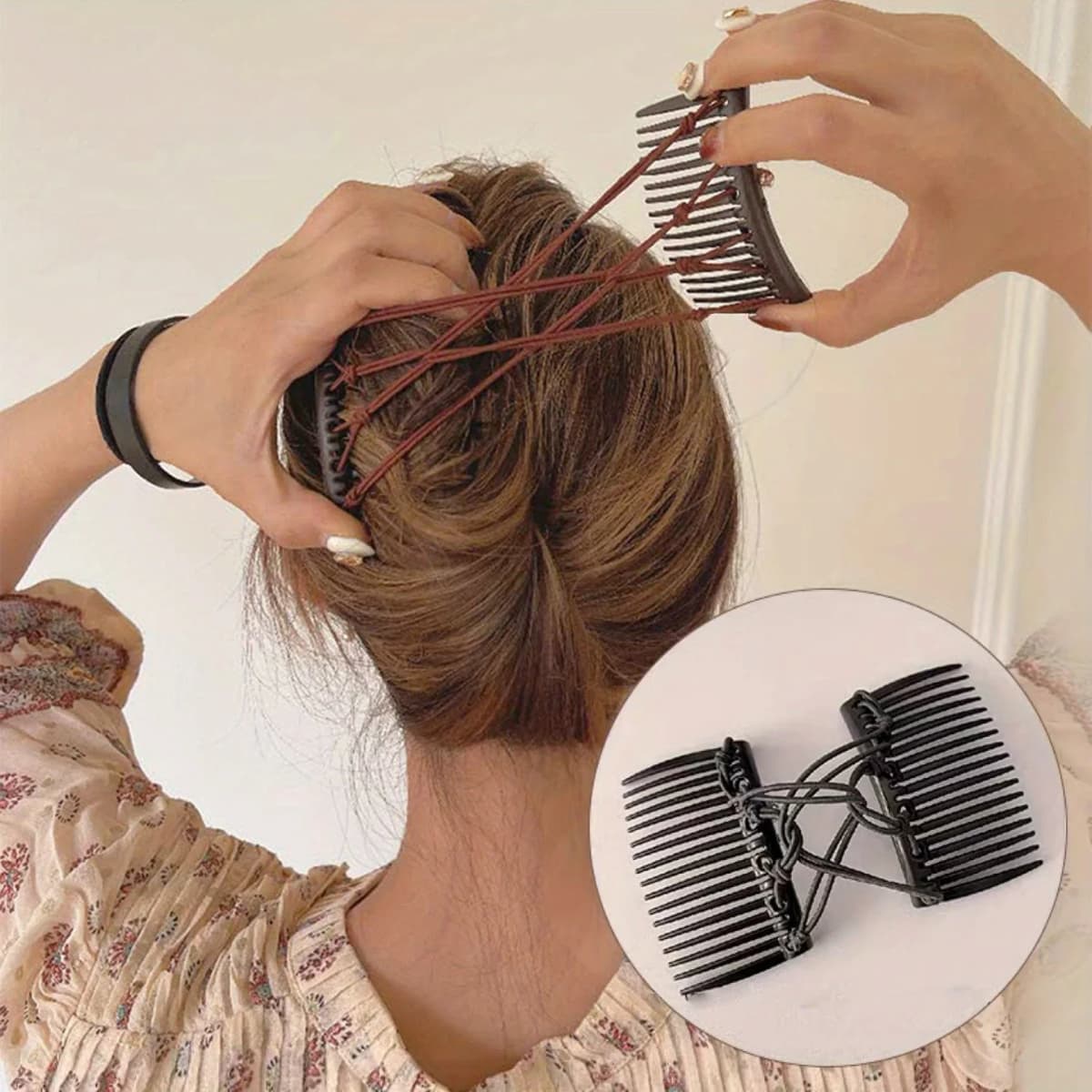 Double  Row Elastic Magic Hair Comb, Head Artifact, Lazy Exclusive Back Hair Curler, Ladies' Daily Hair Accessories New Favorite