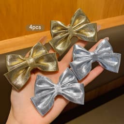 4 gold and silver bow hair clips, fashionable hair accessories suitable for daily use