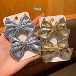 4 gold and silver bow hair clips, fashionable hair accessories suitable for daily use