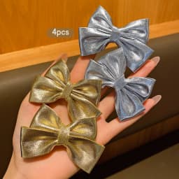 4 gold and silver bow hair clips, fashionable hair accessories suitable for daily use