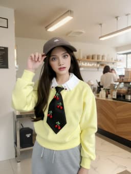 Original Niche Design Cute Cherry Tie Shirt Casual Tie Adjustable Suitable for Travel Party Festival