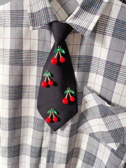 Original Niche Design Cute Cherry Tie Shirt Casual Tie Adjustable Suitable for Travel Party Festival