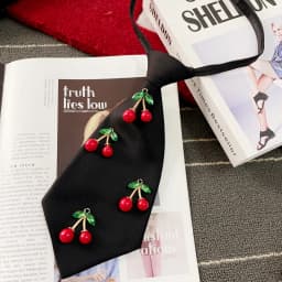 Original Niche Design Cute Cherry Tie Shirt Casual Tie Adjustable Suitable for Travel Party Festival