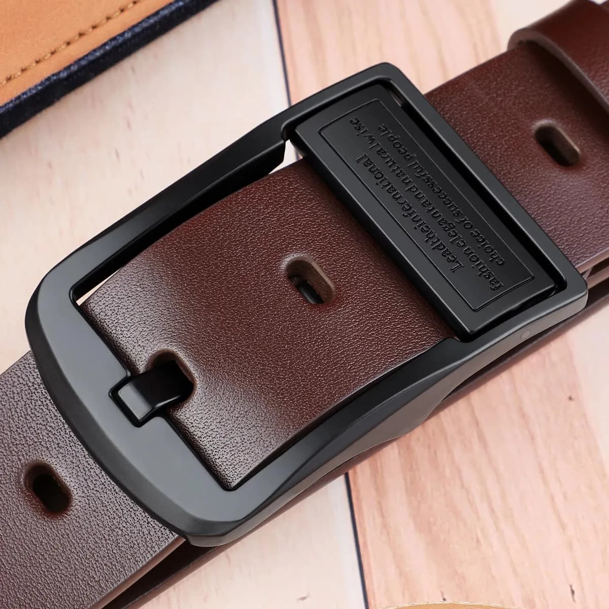 New Leather Cowhide Men's Belt Fashion Metal Alloy Pin Buckle Adult Luxury Brand Jeans Business Casual Waist Male Strap Brand