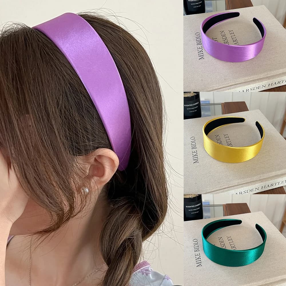 Solid Wide Hairbands For Women Girls Satin Hair Bands Fashion Headband Hair Hoop for Korean Hair Accessories Gift