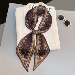 Cute Bunny Print Hair Ribbon Bevel Scarf Women Neck Tie Bag Scarfs Satin Silk Skinny Headscarves Ladies Foulard Floral Bands