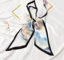 Cute Bunny Print Hair Ribbon Bevel Scarf Women Neck Tie Bag Scarfs Satin Silk Skinny Headscarves Ladies Foulard Floral Bands
