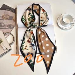 Cute Bunny Print Hair Ribbon Bevel Scarf Women Neck Tie Bag Scarfs Satin Silk Skinny Headscarves Ladies Foulard Floral Bands