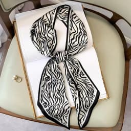 Cute Bunny Print Hair Ribbon Bevel Scarf Women Neck Tie Bag Scarfs Satin Silk Skinny Headscarves Ladies Foulard Floral Bands