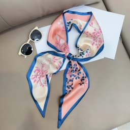 Cute Bunny Print Hair Ribbon Bevel Scarf Women Neck Tie Bag Scarfs Satin Silk Skinny Headscarves Ladies Foulard Floral Bands