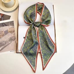 Cute Bunny Print Hair Ribbon Bevel Scarf Women Neck Tie Bag Scarfs Satin Silk Skinny Headscarves Ladies Foulard Floral Bands