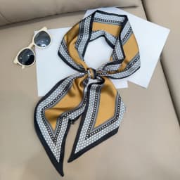Cute Bunny Print Hair Ribbon Bevel Scarf Women Neck Tie Bag Scarfs Satin Silk Skinny Headscarves Ladies Foulard Floral Bands