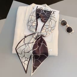 Cute Bunny Print Hair Ribbon Bevel Scarf Women Neck Tie Bag Scarfs Satin Silk Skinny Headscarves Ladies Foulard Floral Bands