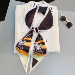 Cute Bunny Print Hair Ribbon Bevel Scarf Women Neck Tie Bag Scarfs Satin Silk Skinny Headscarves Ladies Foulard Floral Bands