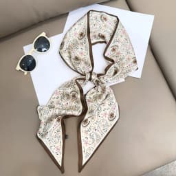 Cute Bunny Print Hair Ribbon Bevel Scarf Women Neck Tie Bag Scarfs Satin Silk Skinny Headscarves Ladies Foulard Floral Bands