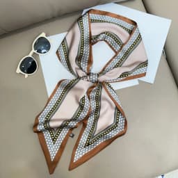 Cute Bunny Print Hair Ribbon Bevel Scarf Women Neck Tie Bag Scarfs Satin Silk Skinny Headscarves Ladies Foulard Floral Bands